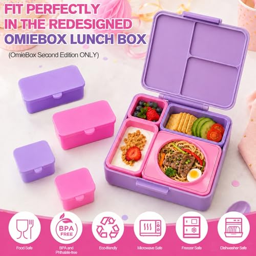 XANGNIER 4 Pack Silicone Lunch Containers Compatible with OmieBox (2nd Gen), Leak-Proof Bento Box Accessories with 20 Food Picks - color: Multicolor-24pcs