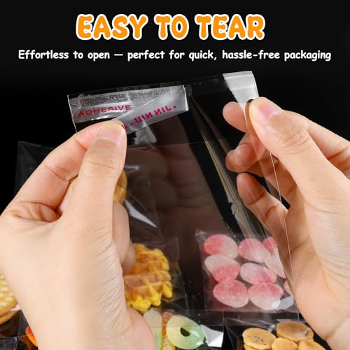 Soarvita Self Sealing Cookie Bags: 100Pcs 5x7 Inches Clear Resealable Gift Wrap Cellophane Bags for Packaging Candy Treat Goodie Favors and Cookies Gift Giving - Self Adhesive Wrappers - color: 5x7 Inch -100pcs