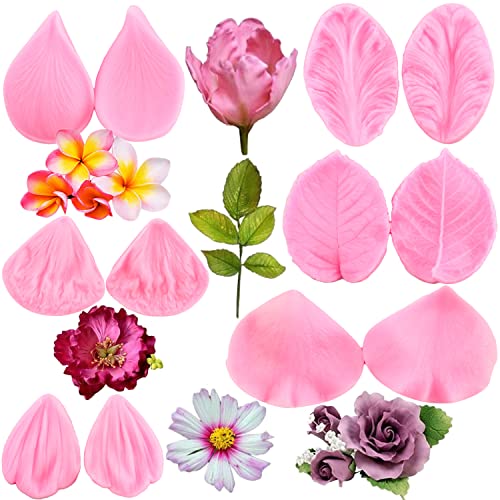 ZiXiang Flower Silicone Veining Mold Rose Veined Fondant Molds Set Of 6 - color: Style A