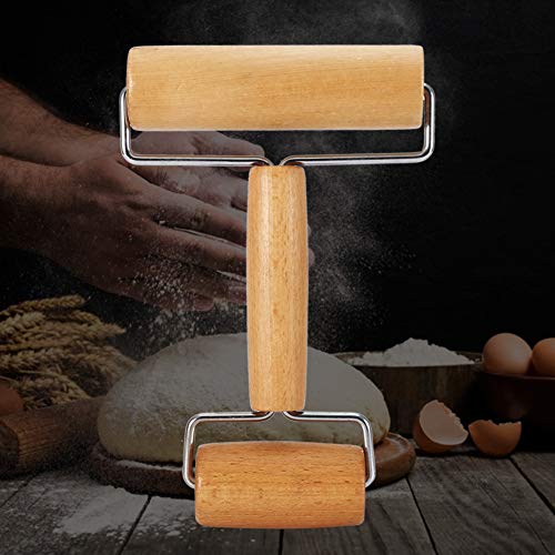 Pizza Roller, Wooden Rolling Pin Double Sided Pastry Wheel Cutter Kitchen Utensils Baking Tool (1)