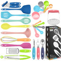 Kaluns 24 Pcs Silicone Cooking Utensils Set - Can Opener, Masher, Turner, Spatula, 446F Heat Resistant, Non-Stick, Premium Silicone & Stainless Steel - color: Mixed Colors