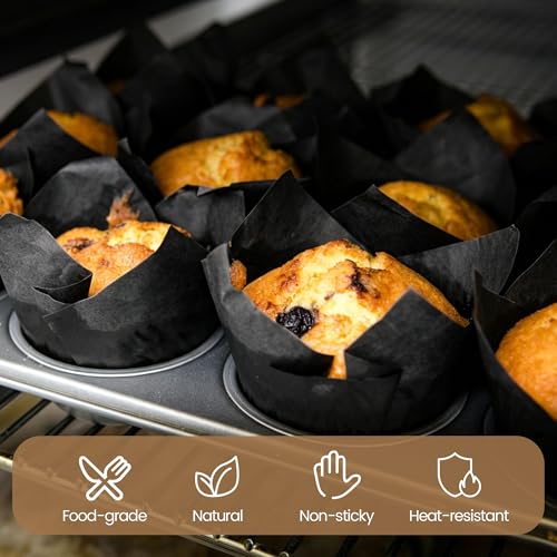 Ruisita 150 Pcs Black Mini Cupcake Liners Muffin Liners Baking Cups - color: Black