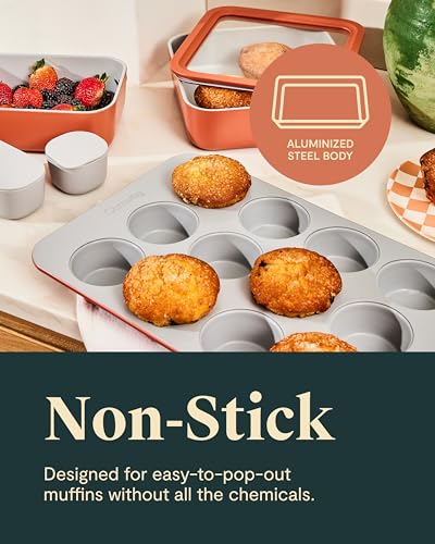 Caraway Non-Stick Ceramic-Coated 12-Cup Muffin Pan Duo - color: Black, size: 2x Muffin Pan (12 Cup)
