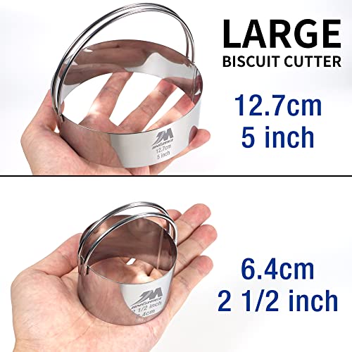 Biscuit Cutter Set for baking 2inch 2.5inch 3inch 3.5inch 4inch 5inch large size Round Cookies Cutter with Handle Professional Baking Dough Tools 6pcs set - style: 6pcs with handle(2-5in)