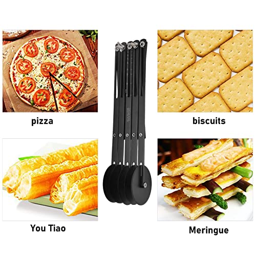 Pastry Roller Cutter, Stainless Steel Dough Cutter with Adjustable Wheel and Locking Knob, Multi Wheel Pastry Knife for Pizza Pasta Cookies (5 Rollers 11cm) - size: 5 Rollers 11cm