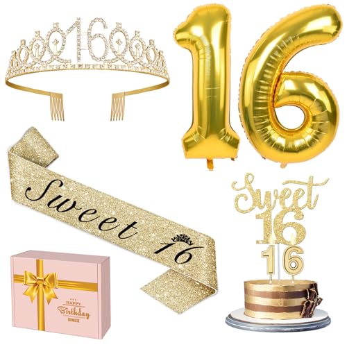 YeohJoy Gold 16th Birthday Decorations for Girls - style: 16th