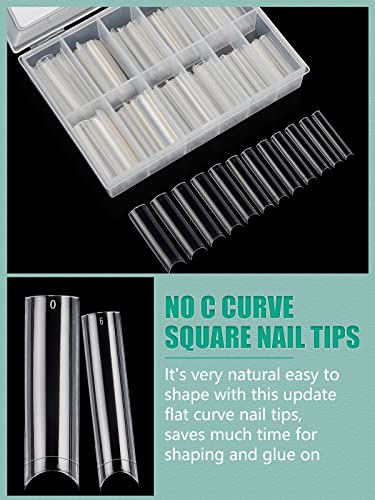 LIONVISON XL Square Nail Tips: 480PCS Extra Long NO C Curve Nails Tip