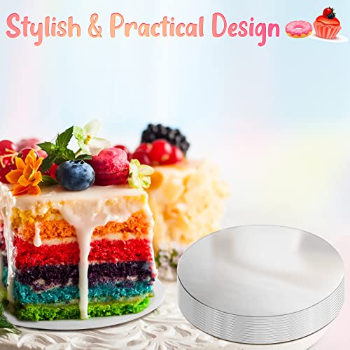 Sawysine 50 Pcs 4 Inch Cake Boards Round Mini Cake Circle Disposable Silver