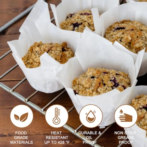 120PCS White Tulip Cupcake Liners for Baking Cups, Muffin Liners Holders - color: White
