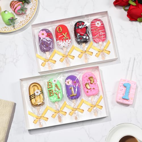 50pcs 4x6" Clear Cakesicle & Rice Krispie Treat Bags, Individually Wrapped. Includes Stick, Tie & Bow Kit. Perfect for Macarons, Candies, Apples, Cookies, Cakes, Ore Pops - Ideal Party Favors - color: Gold
