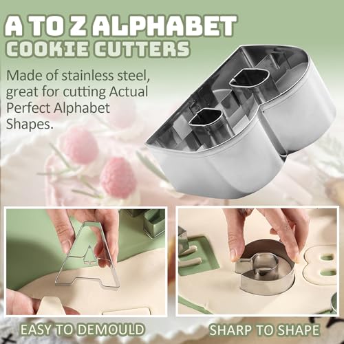 Luomorgo 26PCS Stainless Steel Alphabet Cookie Cutters Set, A-Z Letters - style: Letters
