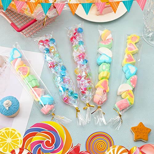 Augshy Pretzel Rod Bags,300 Pcs 2x10 Clear Treat Bag with Sea for Packaging - size: 2 x 10 Inches