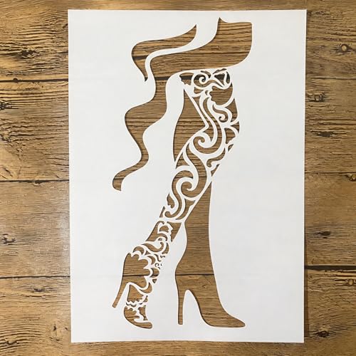 TIAMECH A4 Reusable High Heel Shoes Stencil for Painting - style: High Heel Shoes