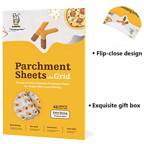 Katbite Precut Parchment Paper Sheets with Grid Lines, 12x16 Inch, 46 Pcs - size: 12"x16"-46