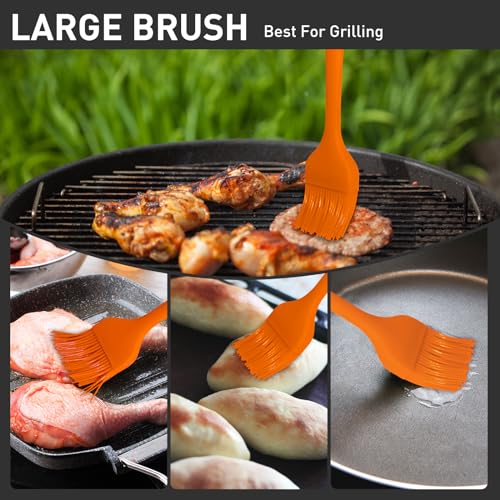 Begonia Silicone Kitchen Brush, 2pcs 10+8 inch Basting Brush (Orange) - color: Orange