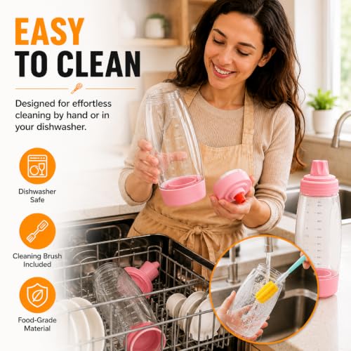 2 Pack Pancake Batter Dispenser Bottle Kit(2 Pack-Pink) - color: 2 Pack-Pink
