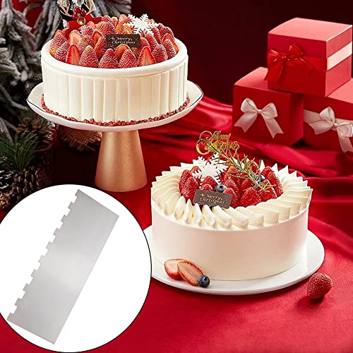 8.6 Inch Stainless Steel Cake Scraper Metal Scraper for Cake Smoother Leveler Scraper Cake Decorating Comb Cake Cutter for Mousse Butter Cream (Style 2) - size: Style 2
