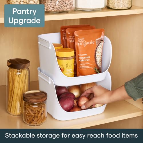 YouCopia ShelfBin Stacking Pantry Bins, 2-Pack, Stackable Storage Basket Organizers for Kitchen and Cabinet Organization - size: Stacking Bins
