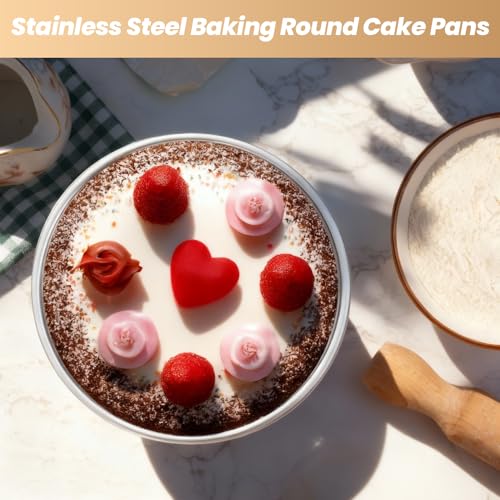 3 Pcs Round Cake Pans, 8 Inch, Stainless Steel