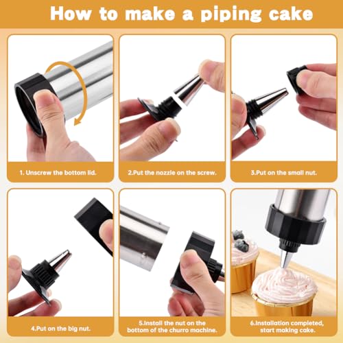 Churro Maker Kit with 16 Discs, 8 Nozzles & Piping Bag, Cookie Press