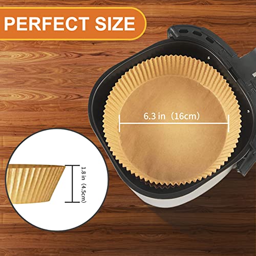 Air Fryer Disposable Paper Liner, 100PCS 6.3" Natural Parchment Paper for Air Fryer Oil-proof Water-proof, Food Grade Parchment for AirFryer, Steamer, Microwave Etc - size: 6.3" Round
