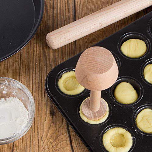 Egg Tarts Tamper, Wooden Double Side DIY Cake Shaping Kitchen Tool for Muffin Pecan Pies Cheesecakes Dessert