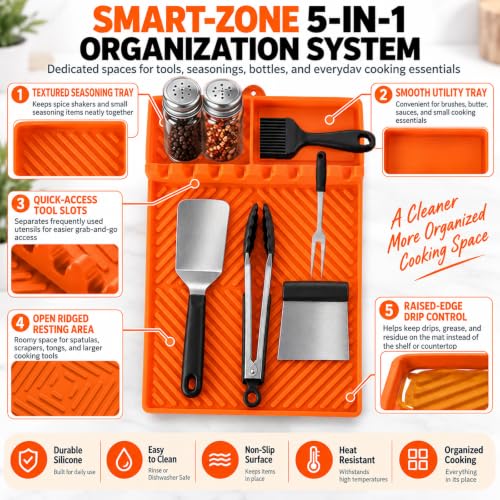 Find law Silicone Tools Mat for Griddle & Kitchen Countertop - color: Orange