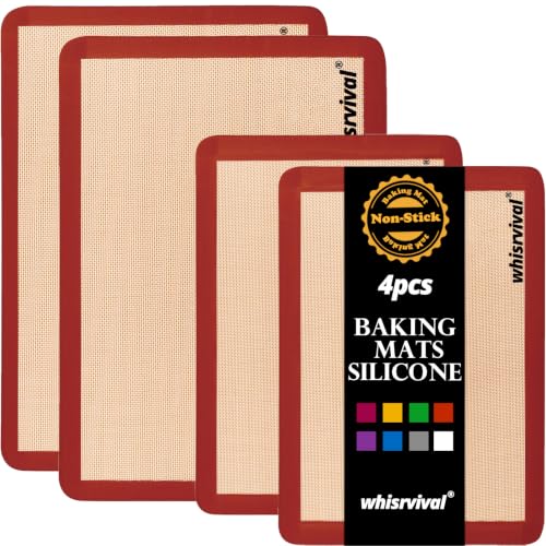 4 Pcs Silicone Baking Mat, Non-Stick Baking Mat (Red) - color: Red