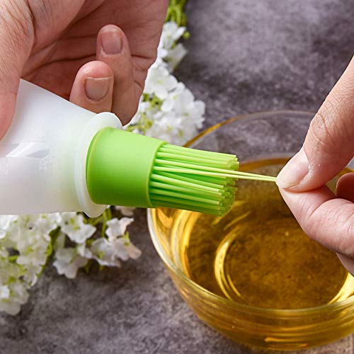 AKOAK 1 Pack Environmentally Friendly Silicone Flat-Bottomed Barbecue Oil Bottle Brush, Pastry Brush, Kitchen Baking and Barbecue Cooking Tools (Green) - color: Green