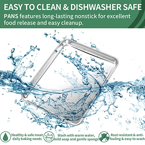 Baking Sheets Set of 2, HKJ Chef Cookie Sheets 2 Pieces & Stainless Steel Baking Pans & Toaster Oven Tray Pans, Rectangle Size 12.5Lx10Wx1H inch & Non Toxic & Healthy & Easy Clean - size: 12inch