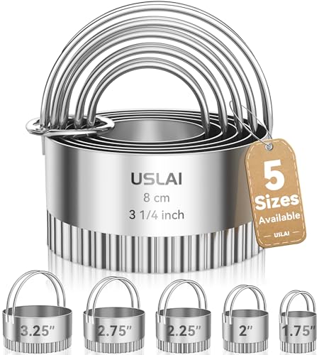 USLAI Biscuit Cutter Set (1.75, 2, 2.5, 2.75, 3.25 Inch) - size: 5 Sizes - Wave