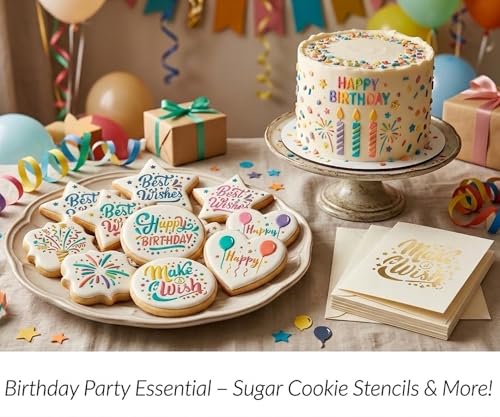 20Pcs 4x4Inch Reusable Birthday Stencils Set for DIY Happy Birthday Cookie/Wood/Wall/Fabric Decor/DIY Crafts (2)