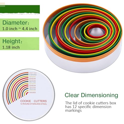 Alimat PluS Round Biscuit Cutter Set, 12 Pack Circle Cookie Cutters - size: 12 Pack, Round Shape