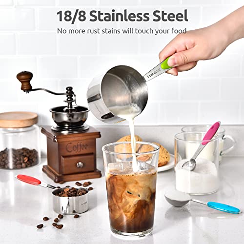 U-Taste Measuring Cups Spoons Set, 18/8 Stainless Steel, 12Pcs, Multicolor - color: Multicolors