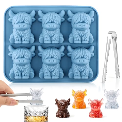 3D Mini Highland Cow Ice Cube Silicone Mold, Cow Shape Ice Tray