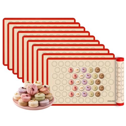 Macaron Baking Mat Silicone Non Stick, Full Sheet Reusable Pack of 10 Red - color: Macaron Baking Mats Red, size: Full Size Pack Of 10