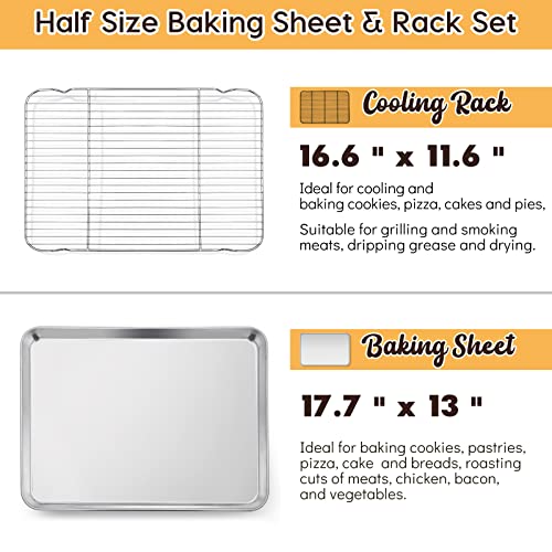 E-far Cookie Sheet with Rack Set, 18”x13” Baking Pan for Oven Roasting - size: 17.7"x13"