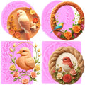 Bird Silicone Mold Bird Flower Frame Fondant Molds Set Of 4 - color: Style I