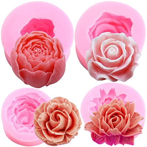 ZiXiang Flower Silicone Mold Rose Flower Silicone Fondant Molds Set Of 4 - color: Style C