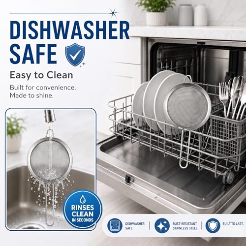 HiramWare Fine Mesh Strainer, Medium Stainless Steel Colander - size: Medium 5.51 Inch Diameter