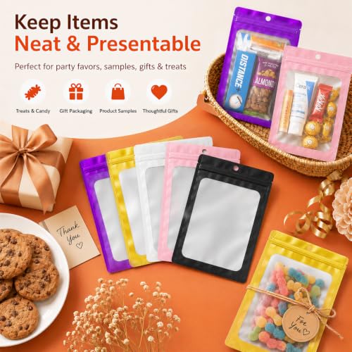 100Pcs Mylar Bags Resealable, Black Smell Proof Zip Bag 5.12x8.27" - color: Black, size: 5.12x8.27 Inch
