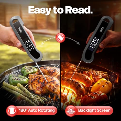 0.3 Sec Instant Read Meat Thermometer Digital for Cooking, Grey - color: Matte Grey