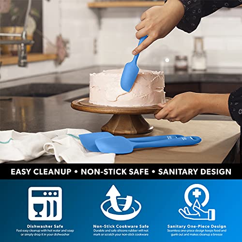 DI ORO Mini Silicone Spatula - Small Jar Scraper, 600F Heat Resistant, Blue - color: Blue