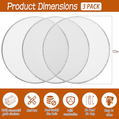 3 Pcs Pizza Screen, 10 Inch Pizza Pan for Oven, Nonstick Pizza Tray for Oven, Dishwasher Safe(3 PCS 10 inch) - size: 3 PCS 10 inch