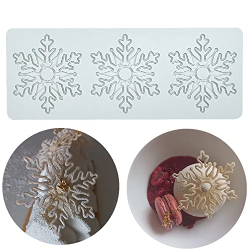 Hollow Snowflake 3D Embossing Chocolate Candy Fondant Cake Silicone Mold for Cupcake Top Sugar Craft Decoration (9.80x3.84x0.12inch) - size: A_9.80x3.84x0.12inch