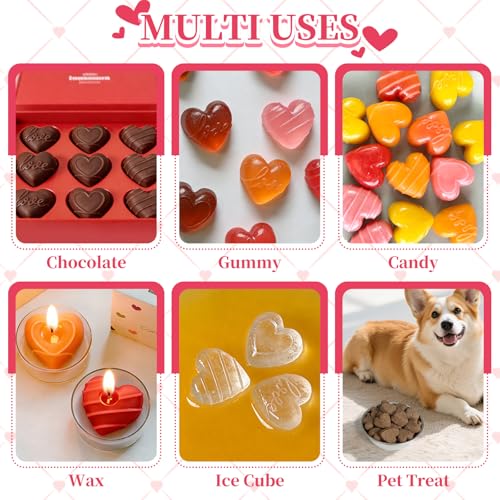 Heart Chocolate Mold, 2Pcs Heart Silicone Molds - color: 2Pcs Pink & Green