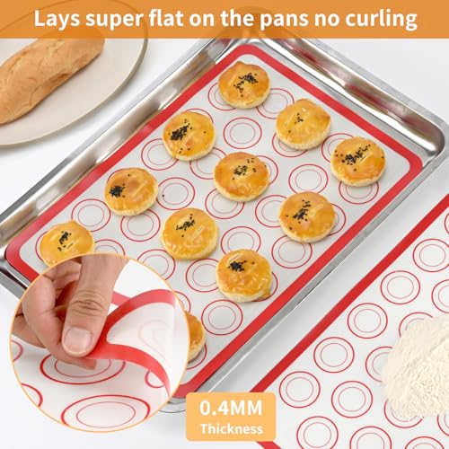 Luckyiren 2 Pack Silicone Macaron Baking Mat, Half Sheet Liners, Red/White - color: Red with Circles 0.4mm