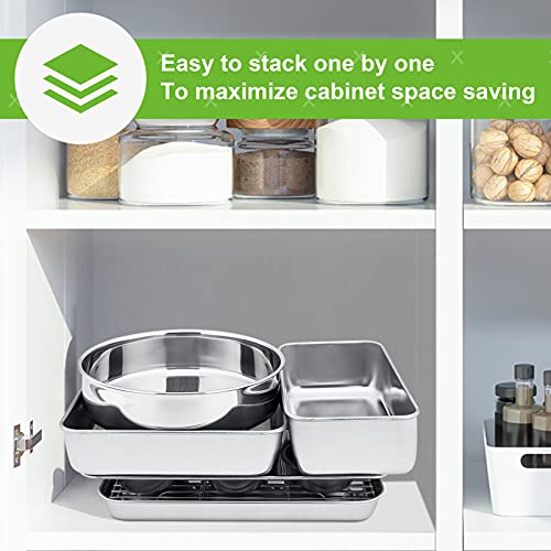 P&P CHEF Baking Pans Set of 6, Stainless Steel Bakeware Set for Cooking