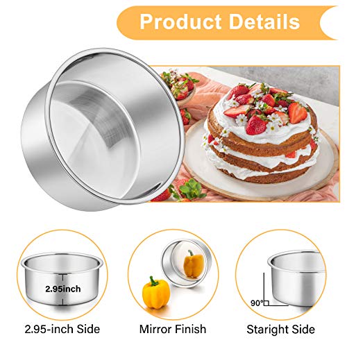 P&P CHEF 6 Inch Cake Pans Set, 2Pcs Stainless Steel Round Baking Pan - size: 6 Inch