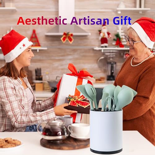 LIBODOUR Kitchen Utensil Holder,Large 360°Rotating For Countertop(2 Set) - color: white, size: Large & Medium